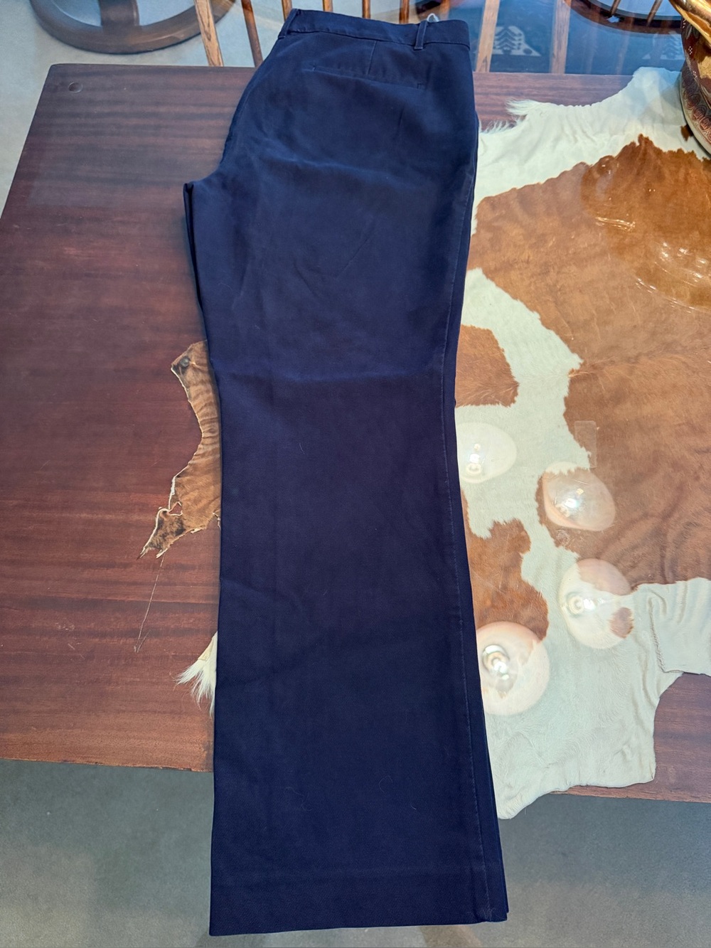 Ann Taylor Classic Women's Navy Cotton Straight-Leg Pants